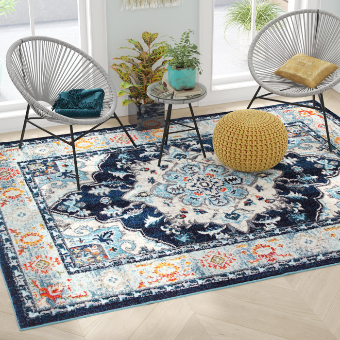 Mistana™ Osias Oriental Blue/Beige/Orange Area Rug & Reviews Wayfair